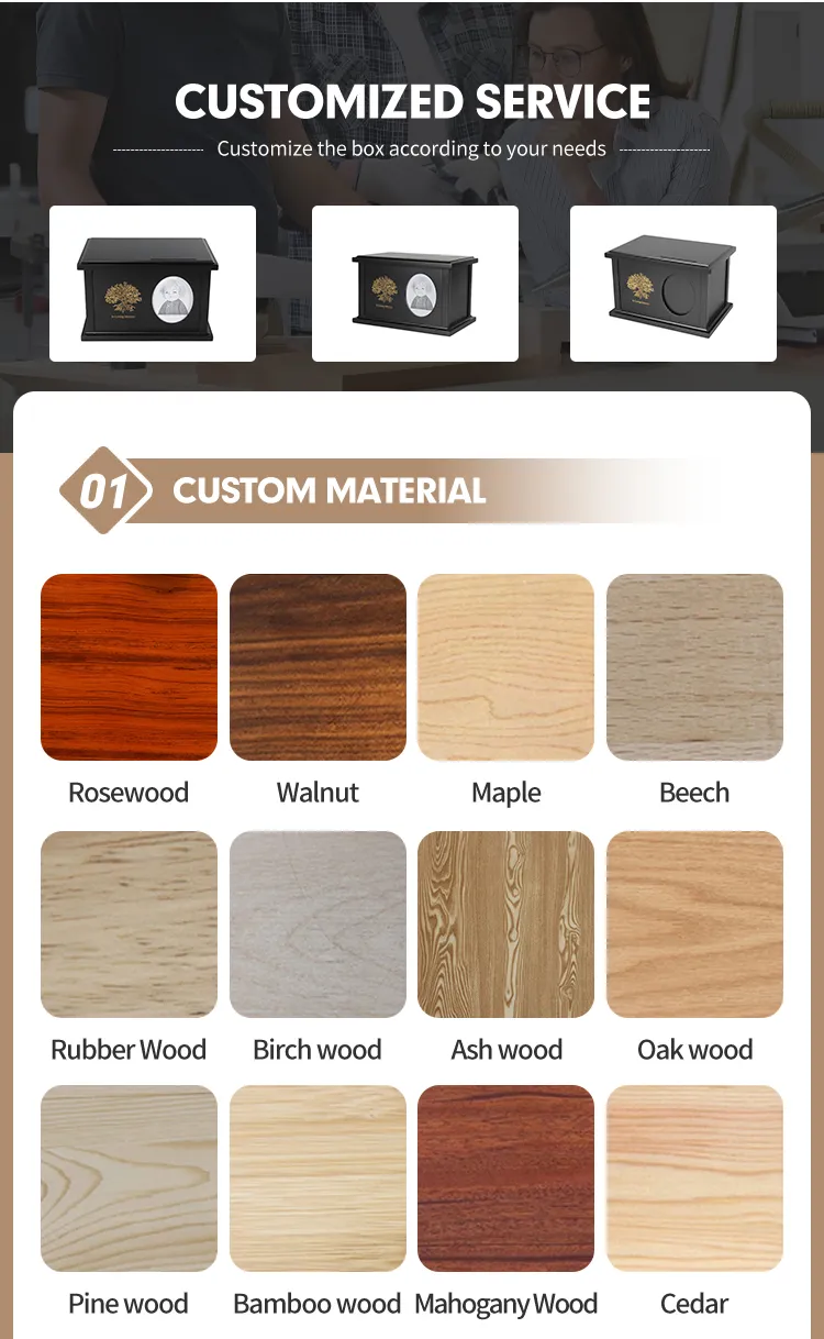 Wholesale Custom Wood Funeral Supplies Urns Wooden Pet Cremation Urns for Human Ashes Adult Male Female