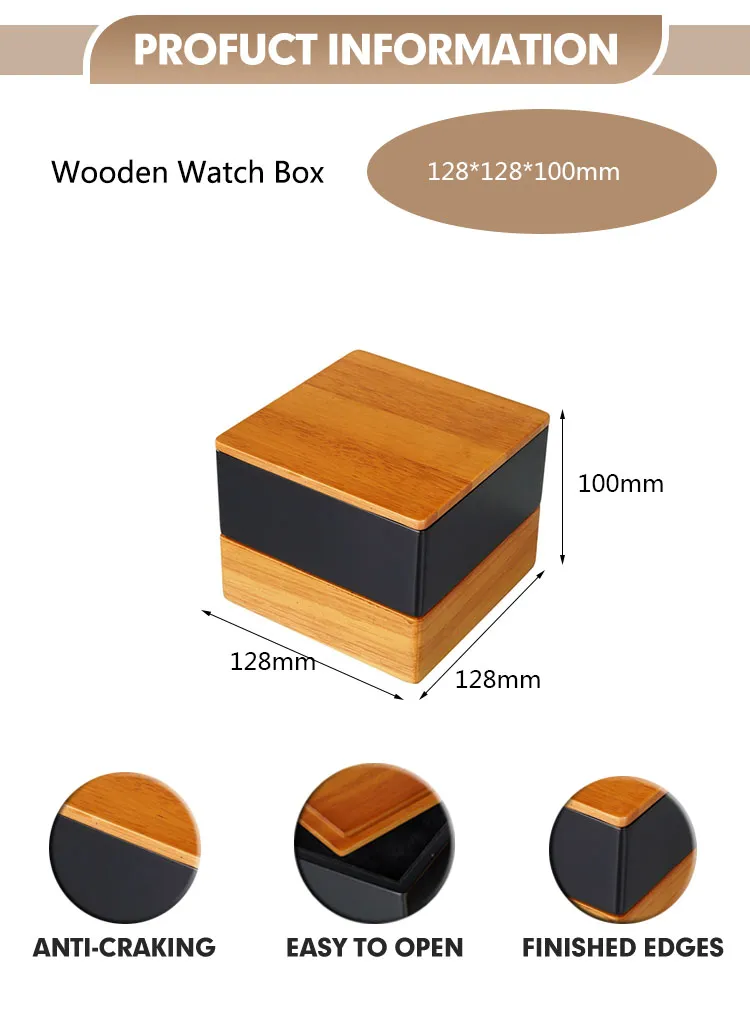 Wholesale Exquisite Luxury Wooden Single Rectangular Watch Packaging Display Box Wood Watch Storage Gift Case