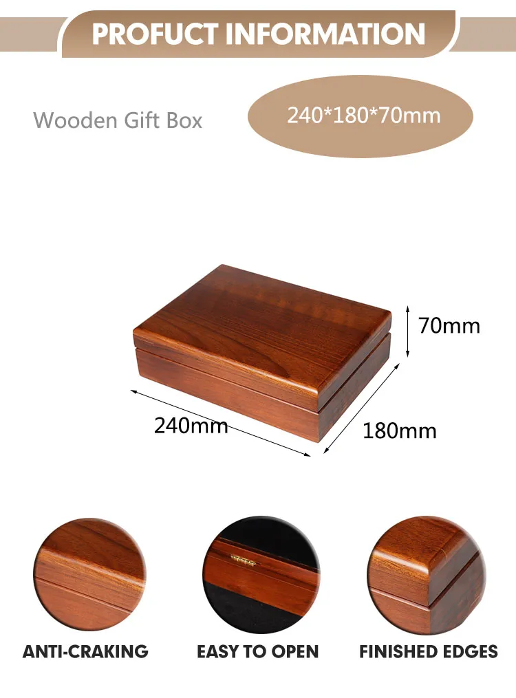 Custom High Quality Wood Jewelry Box Walnut Keepsake Treasure Box Wooden Boxes with Hinged Lid