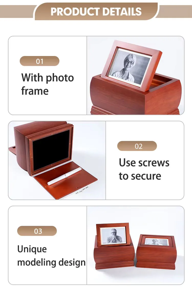 Modern American Style Wood Urn Box Colorful Contemporary Design for Human Ashes Pet Cremation for Funerals Memorial Services