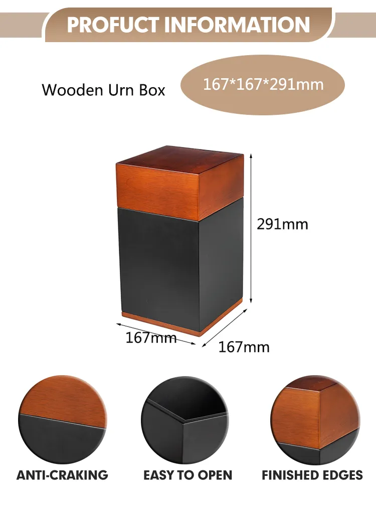 High Quality Wholesale Custom Wood Funeral Coffin Casket Personalized Engraved Ash Pet Urns for Cremation