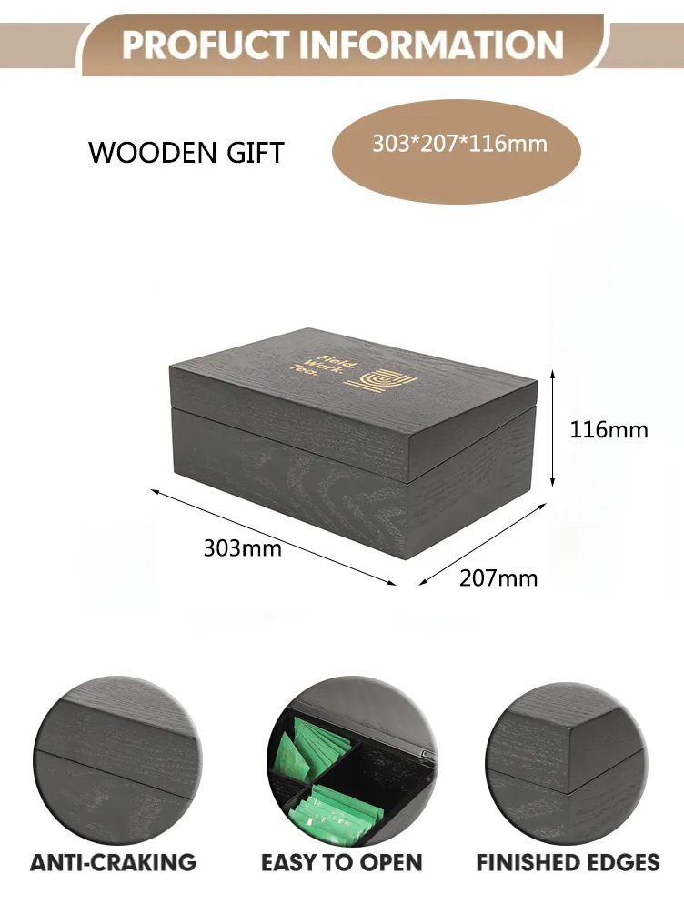 Wholesale Beautifully Crafted Wooden Tea Display Chests Box, Felt Lined Hardwood Tea Storage and Gift Display Box, Tea Packaging Boxes with 6 Compartment