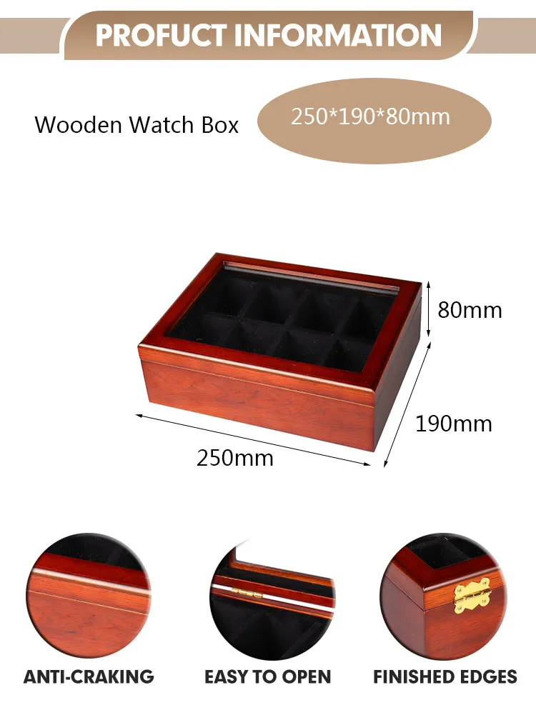 Premium Solid Wood Automatic Mechanical Watch Winder Storage Packaging Box Wooden Watch Box Organizer with Glass Lid Wooden Watch Case with Drawer
