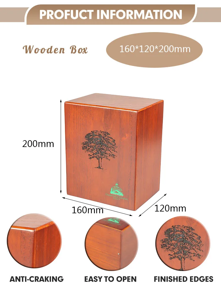 Wholesale OEM Pet Urn Puppy Cat Memorial Box Pet Ashes Keepsake Urn for Dogs Cats Pet Cremation Urn with Personalized Luckly Tree Funeral Supplies