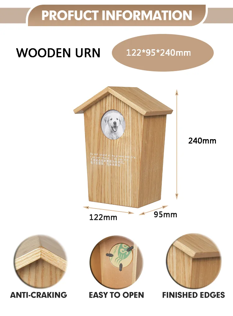 Custom Logo Wooden Pet Urn Box Pet Memorial Box Coffin Personalized Dog Cat Ash Urn Wood Pet Casket Urns for Human Ashes