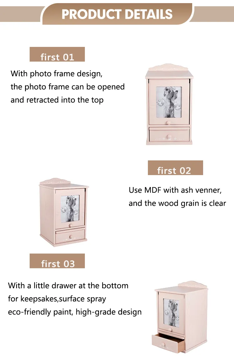 Luxurious Customized Wholesale Funeral Supplies Wooden Casket Animal Ashes Pet Cremation Urn Custom Natural Wooden Pet Urns