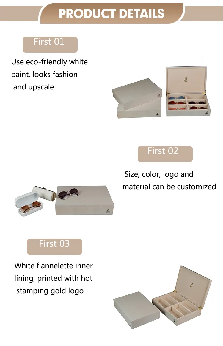 Stylish White MDF Sunglasses Organizer with Custom Logo