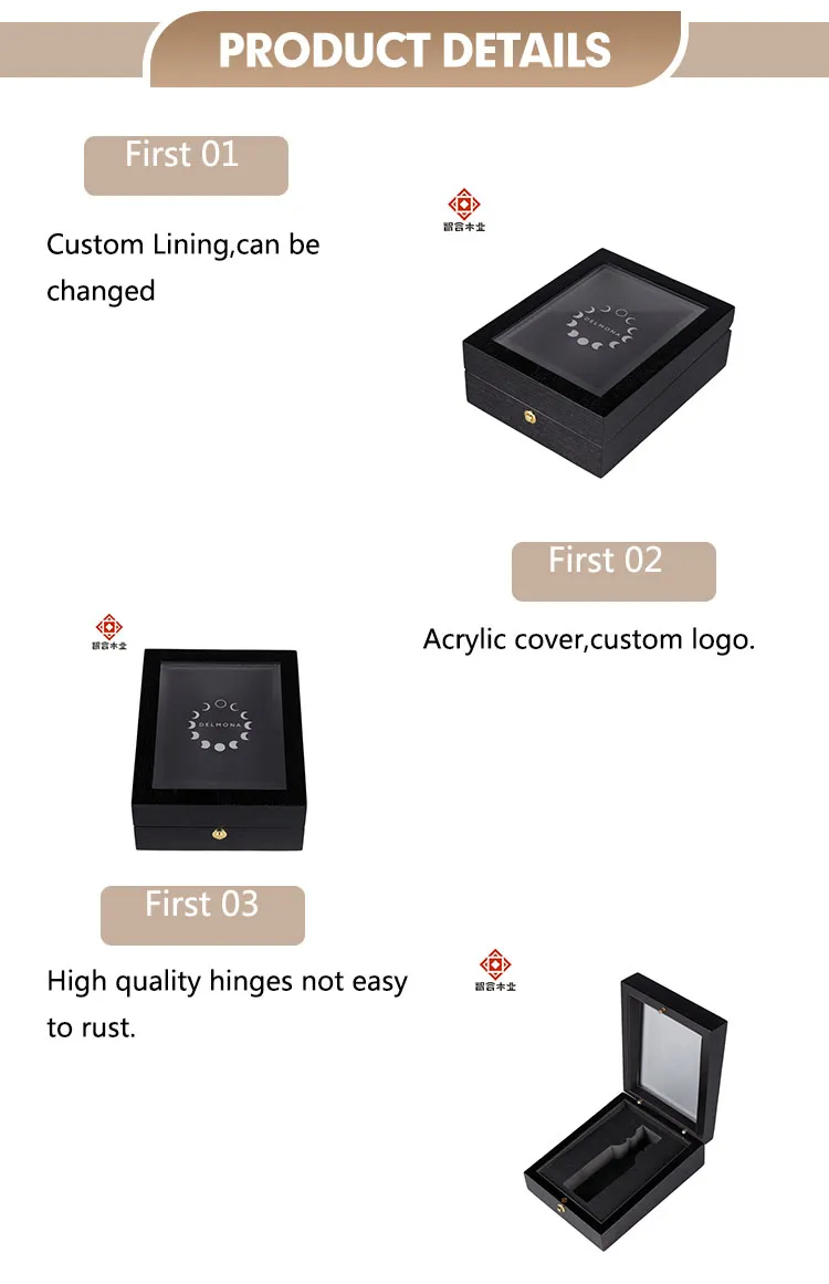 Elegant Custom Black and Grey Perfume Gift Set with Wooden Lid