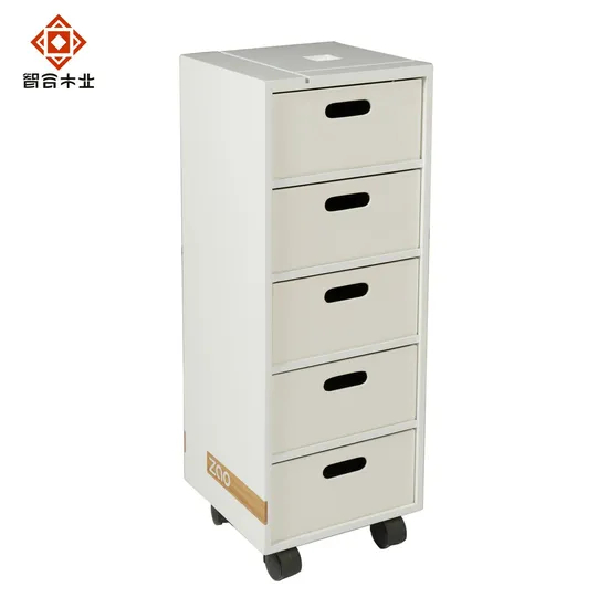 Home Decoration Living Room Bedroom Furniture White Modern MDF Wood Cabinet Chest with 5 Leather Drawers