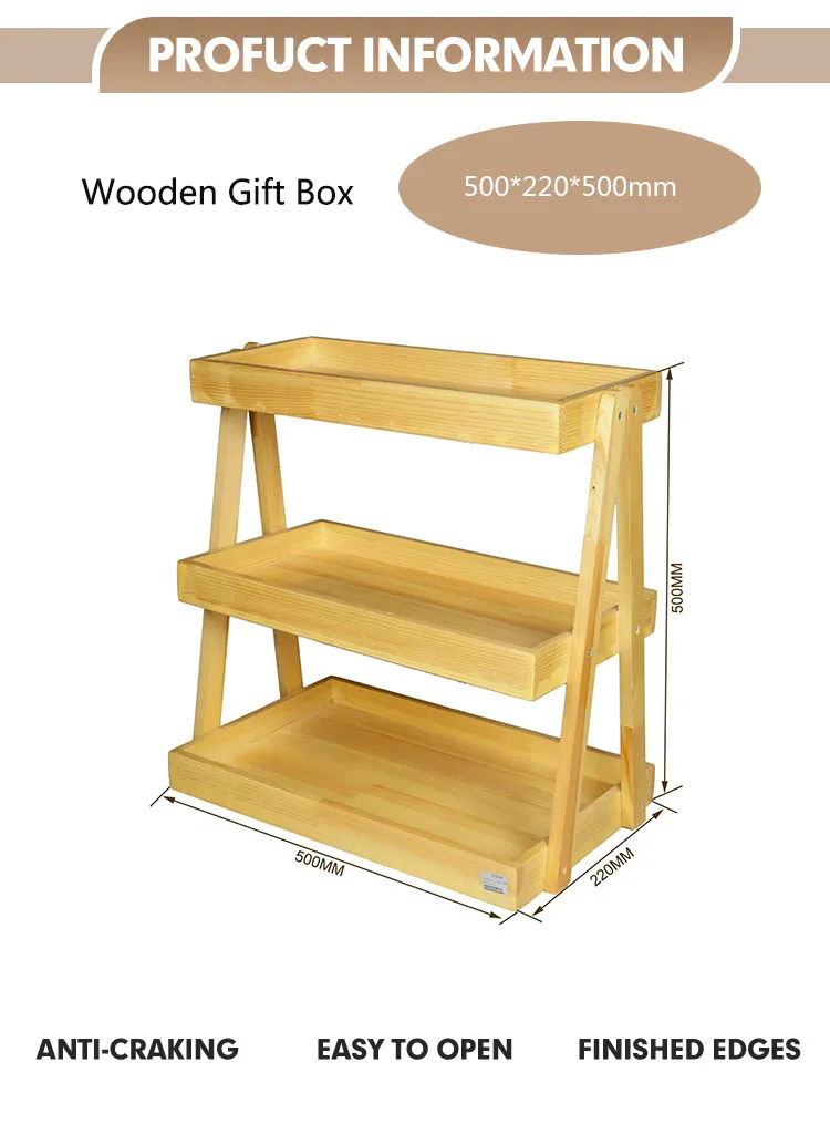 Stylish Wooden Bakery Display Stand with Three Tiers for Retail