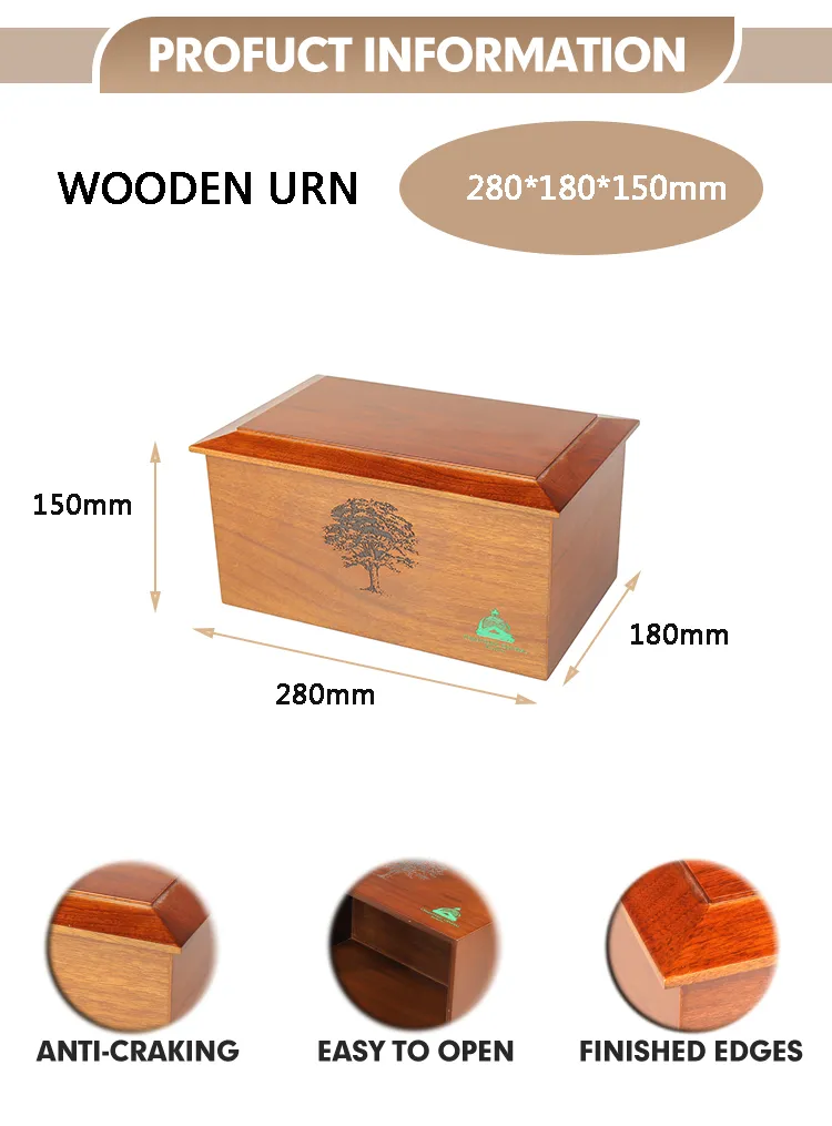 Wholesale Factorary Price Eco - Friendly Cremation Urn Custom Solid Wood Funeral Keepsake Urns for Human Ashes