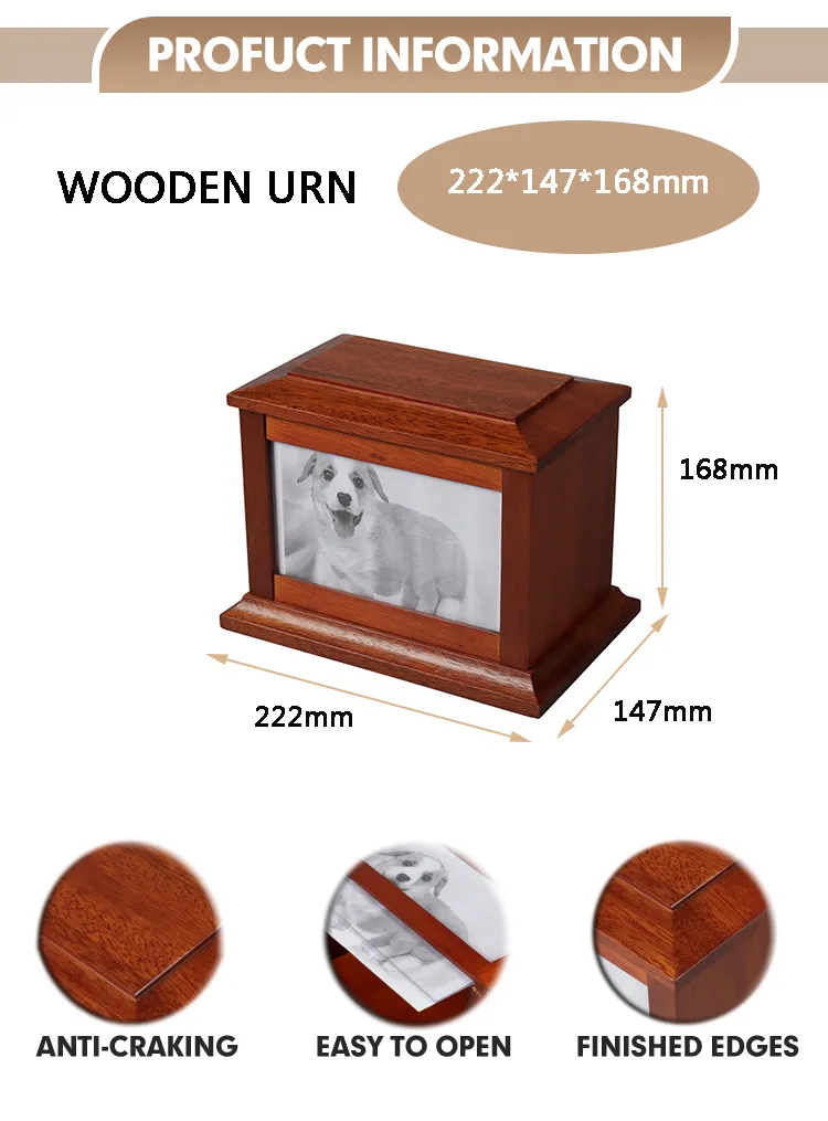 Timeless Mahogany Pet Cremation Urn for Cherished Memories