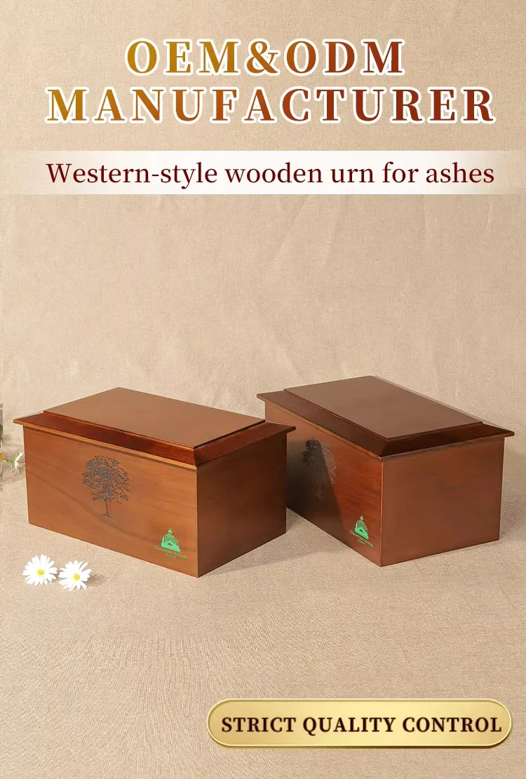 Wholesale Wooden Pet Memory Box Funeral Cremation Box with Photo Frame Pet Urns for Dogs Ashe