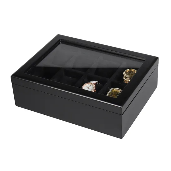 Elegant Black Acrylic Wooden Watch Display Box for Gifts