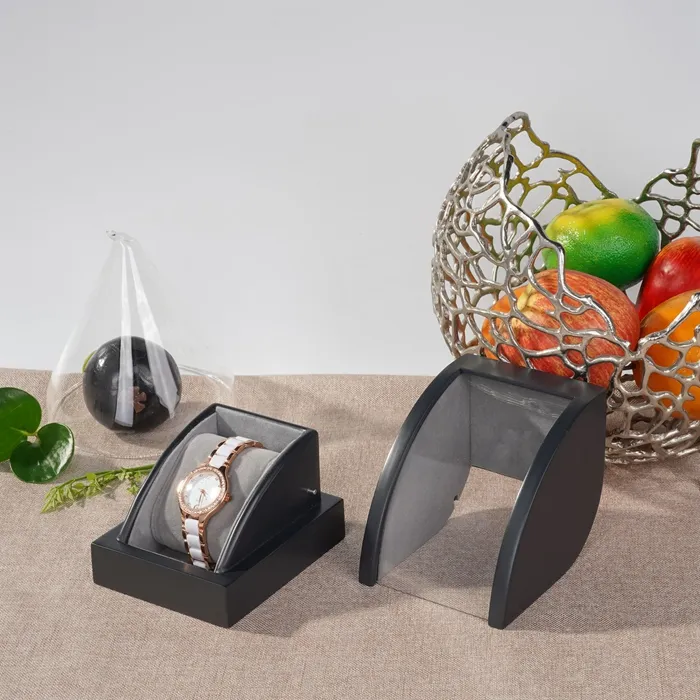 Custom Luxury Black Watch Box with Soft Pillow Storage