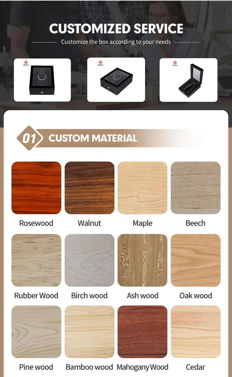 Customizable Solid Wood Perfume Packaging Box with Hinged Lid