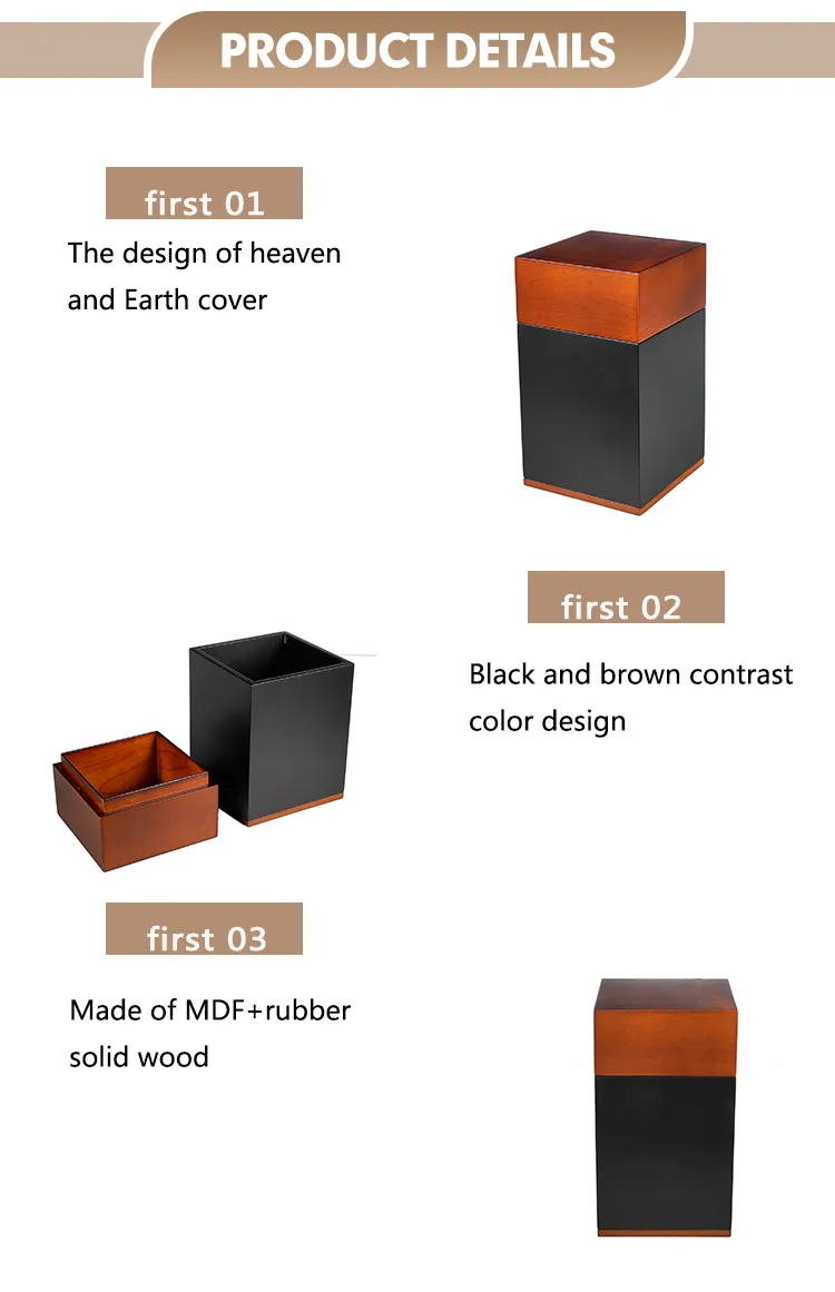 Two-Colour Design Pet Funeral Burial Memorial Urn Wooden for Dogs Cats Ashes