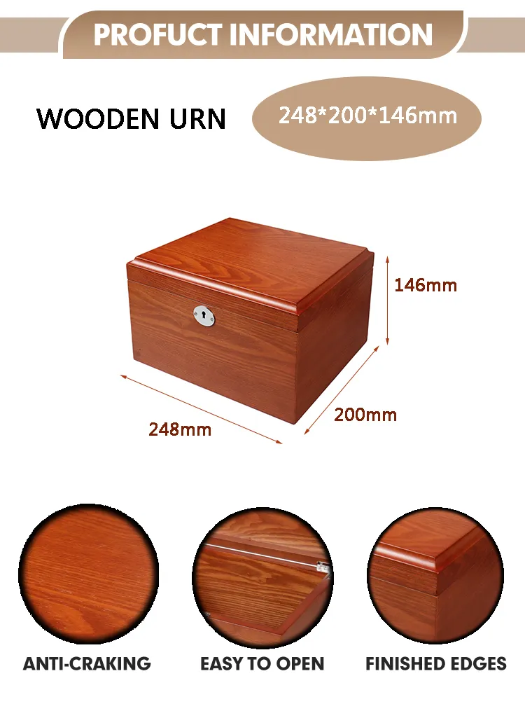 Elegant Oak Wood Pet Urns for Animal Remains and Human Cremation