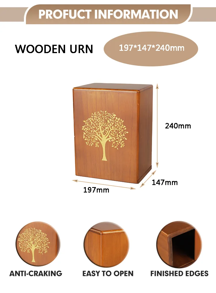 Wholesale Wooden Cremation Urn for Human Wood Ashes Decorative Box Funeral Urns for Human Ashes Adult Male Female with Satin Bag Burial or Memorial Keepsak