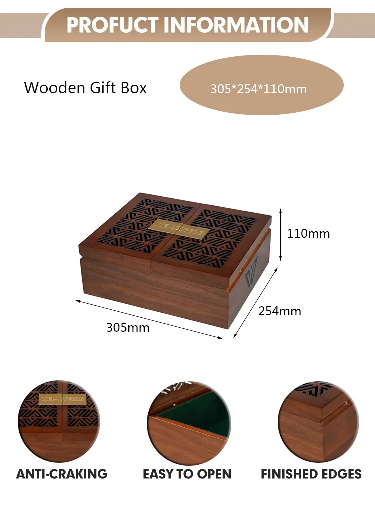Elegant Customizable Walnut Wood Gift Box with Lid