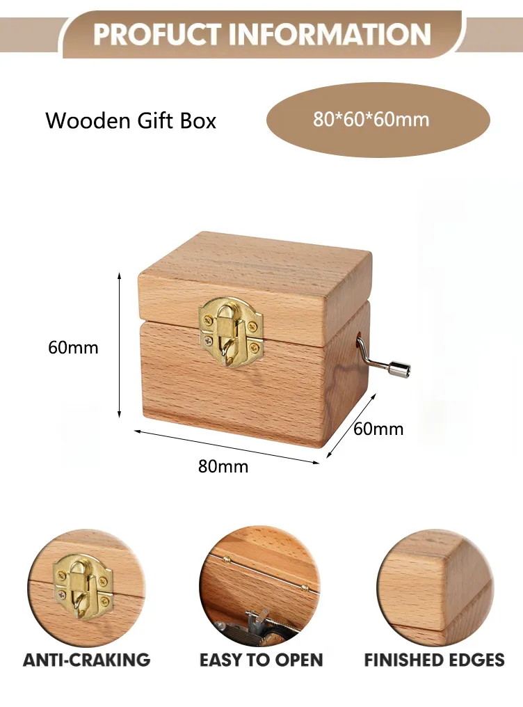 Wholesale Factory Price OEM Manufacturer Customized Song Christmas Mini Small Classic Wind up Hand Cranked Wooden Wood Musical Custom Music Box