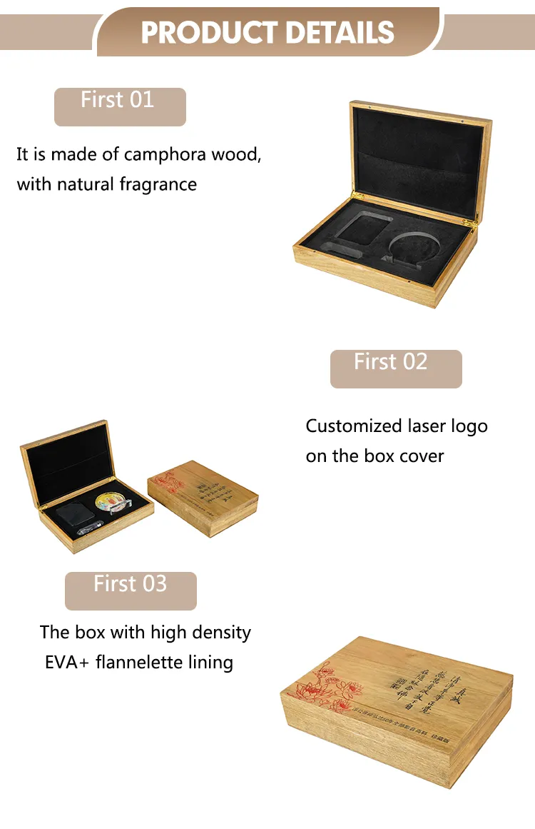 Wholesalers Factory Handmade Antique Rectangle Hard Disk Storage Box Custom Laser Logo Natural Camphora Wood Gift Box