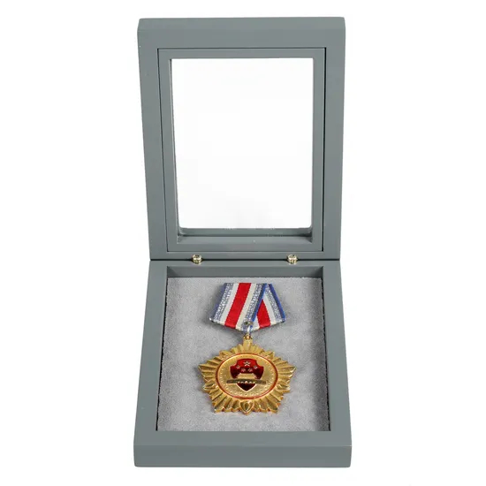 Wholesale Handmade Elegant Wood Storage Decorative Souvenir Cases Customize Size Solid Wood Keepsake Treasure Wood Medal Coin Box