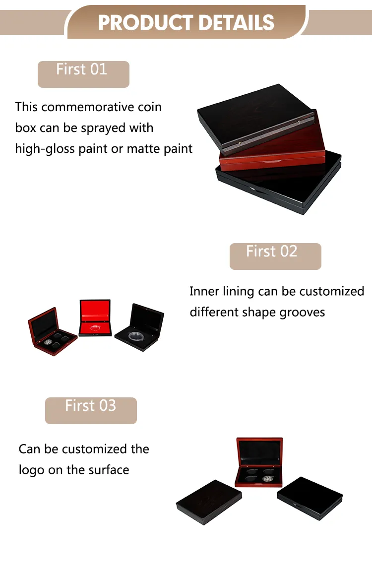 Elegant Solid Wood Black Coin Collector's Display Box