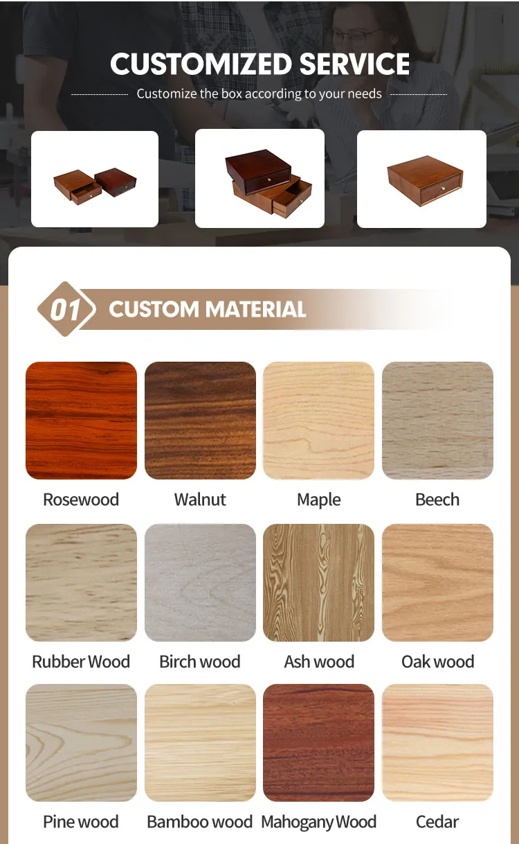 Factory Custom Wooden Box Packing Luxury Treasure Box Pull out Drawer Storage Gift Boxes