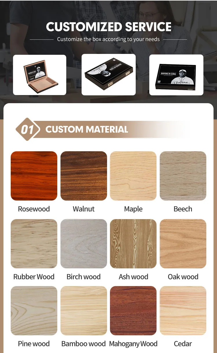 ODM/ OEM Wooden Cigar Box Wholesale Mahogany Solid Wood Custom Logo Flip Cover Cigar Case