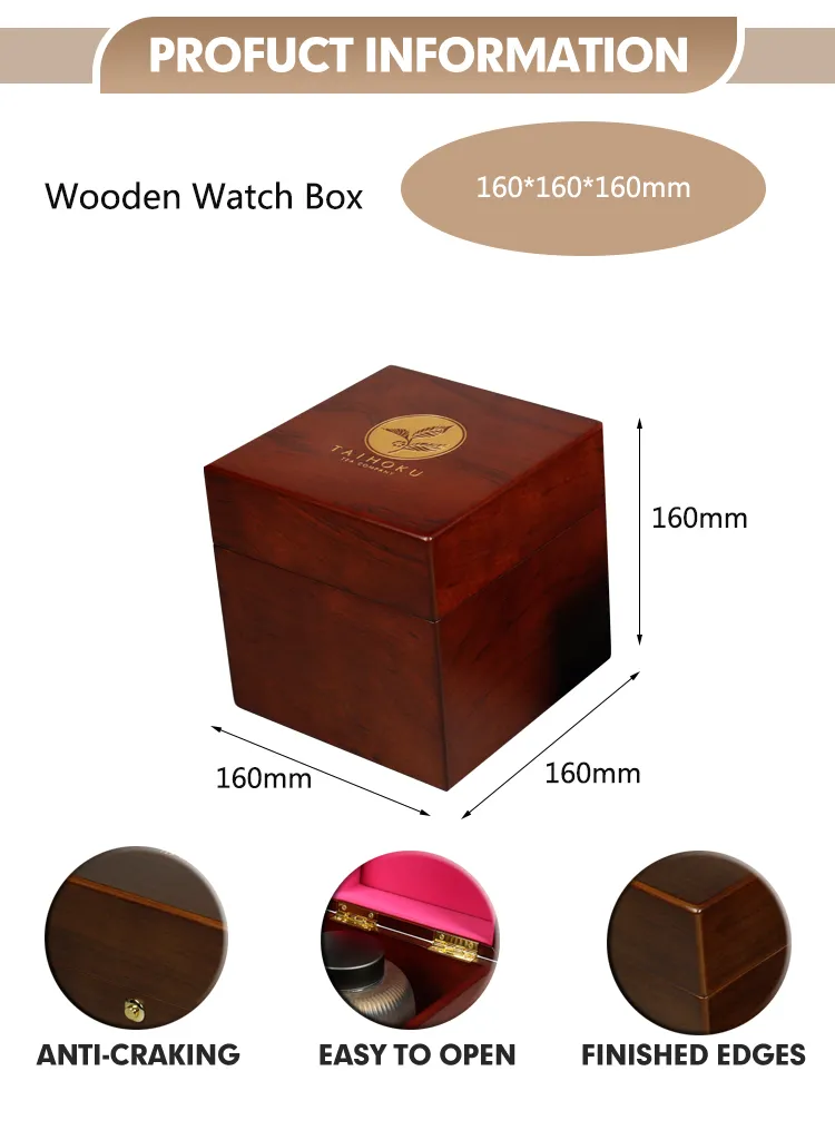 Luxury Eco-Friendly Brown Matte Wooden Tea Storage Box