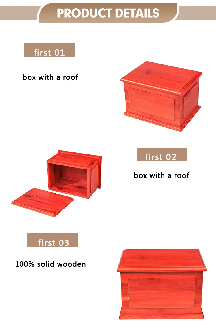 Customized Elegant Retro Wooden Packaging Souvenir Pet Memorial Keepsake Urn Box for Dog or Cat Ashes