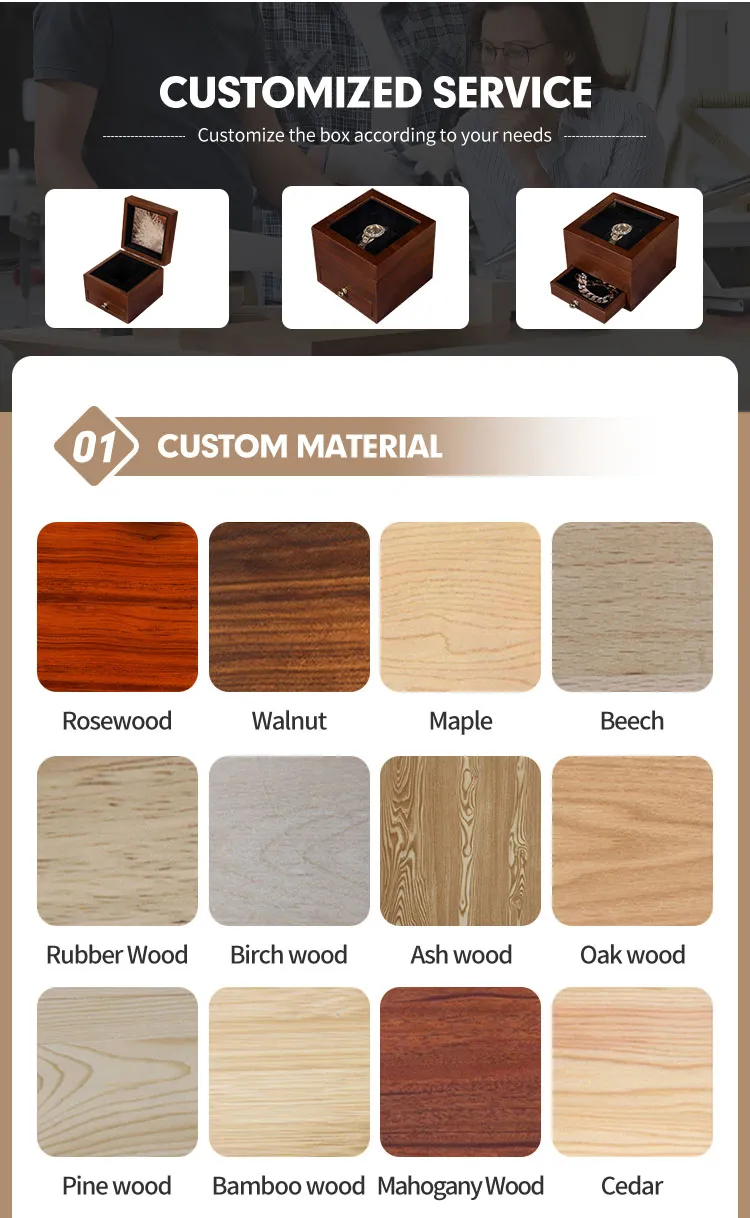 Factory Wholesale Luxury Solid Wooden Men Jewelry Watch Storage Boxes Gift Cases