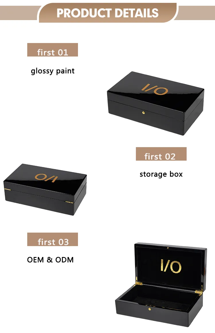 Wholesale Factory Price High Gloss Luxury Wooden Jewelry Box Necklace Bracelet Wood Storage Box Wooden Packaging Box Gift