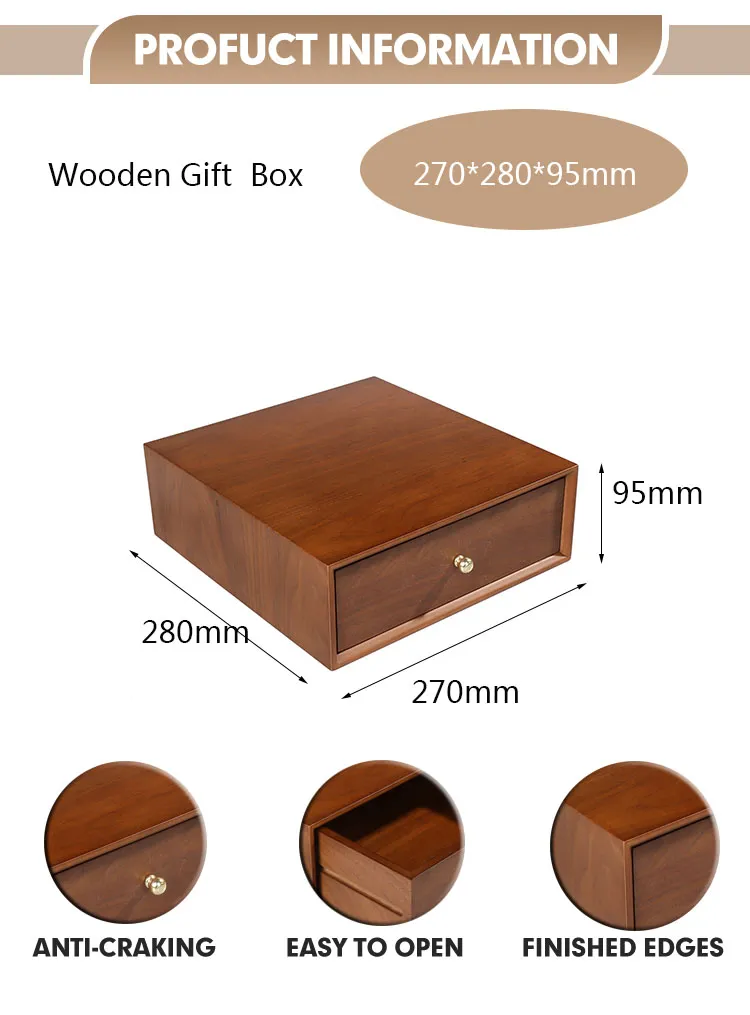 Luxury Custom Logo Popular Wooden Jewelry Packaging Case Wooden with Drawer Storage Gift Jewelry Box in Stock Manufacturer
