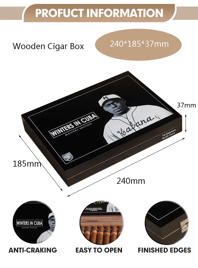 Premium Spanish Cedar Wooden Cigar Humidor Box with Glass Lid