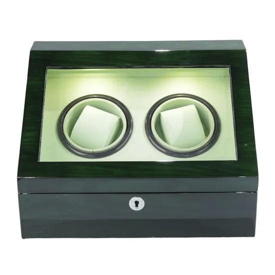 Luxurious High-End Green Piano Glossy Lacquer Finish Wooden Packaging Display Gift Box for Double Watch