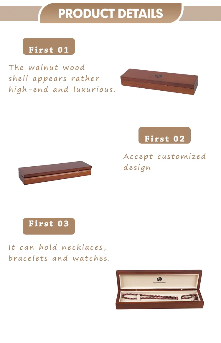 Custom Logo Wooden Necklace Ring Boxes Jewelry Set Packaging Box
