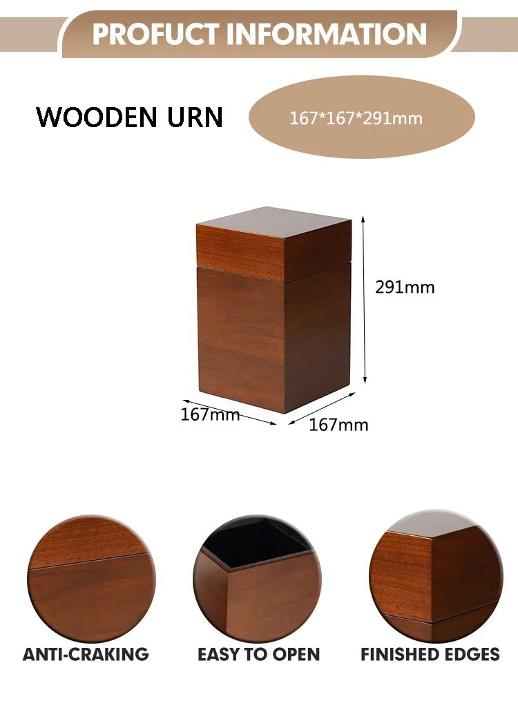 Wholesale Factory Price Customized Pet Memorial Urn for Ashes Wood Funeral Supplies Urn Pet Cremation Urn