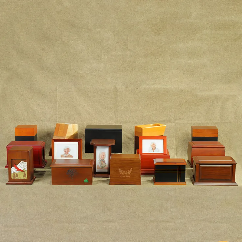 Funeral Supplies Human Ashes Box Coffin Adult Wood Urns Supporting Customized Wooden Ashes Casket