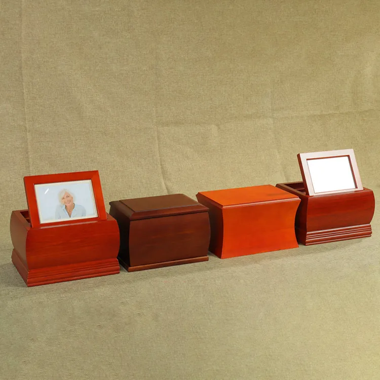 Customized Wholesale Personalized MDF Wood Human Urn Wooden Pet Urns with Photo Frame for Ashes