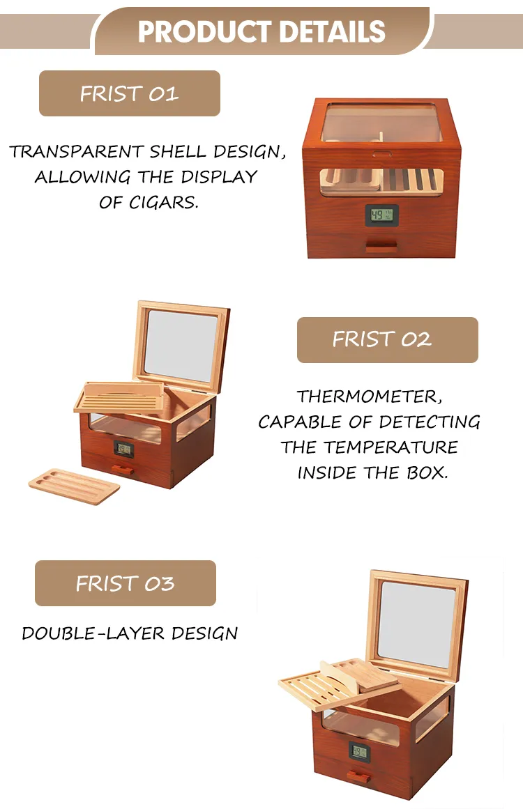 Wholesale OEM Handmade Spanish Cedar Wooden Cigar Cases Humidor Box