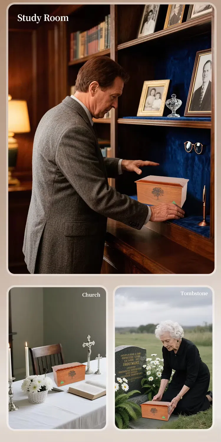 Wholesale Wooden Pet Memory Box Funeral Cremation Box with Photo Frame Pet Urns for Dogs Ashe