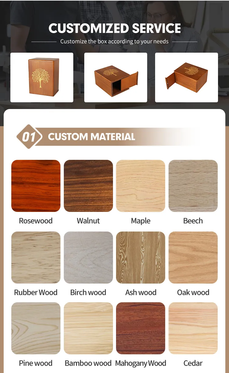 Factory Price Funeral Urn Pet Cremation Urns Memorial Keepsake Wooden Casket for Dog Cat Urns