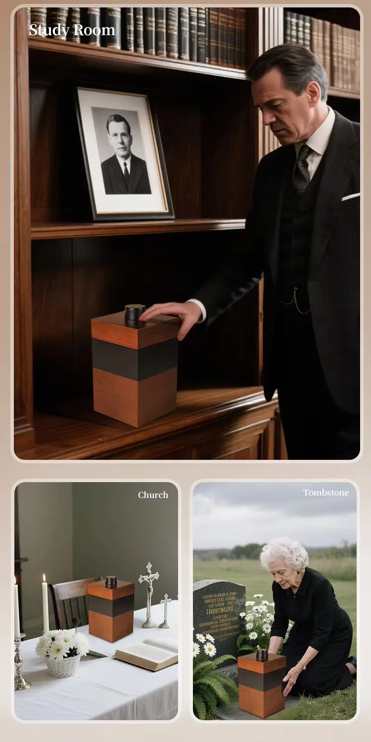 Wholesale Modern Square Wood Eco-Friendly Durable Commemorative Pet Casket Urn for Dogs and Cats Ash Memorial Box