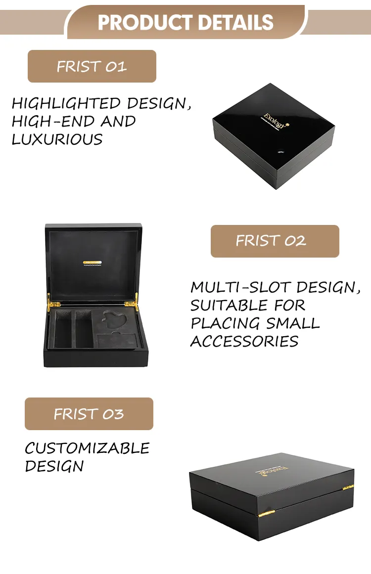 Wholesale Customizable Jewelry Box with Custom Logo Ring Accessories Wood Storage Jewelry Box