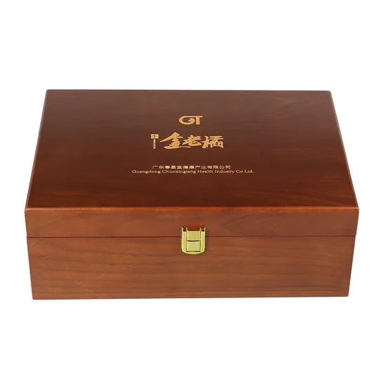 Wholesale Luxury Red Wine Glass with Bottle Box Storage Chocolate Color Wood Blanks Wine Double Packaging Gift Box