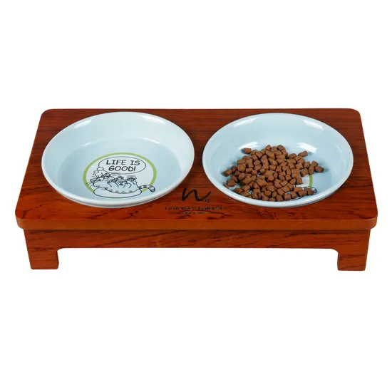 Wholesale Wooden Pet Dining Table Stand Table Mat Cat & Dog Bowl Rack Feeder