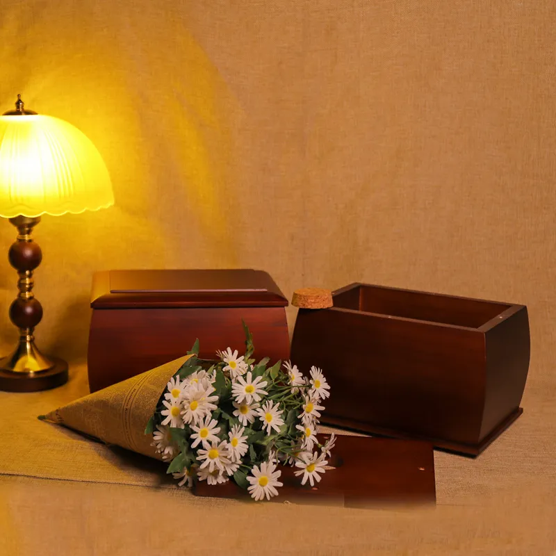 High Quality European Style Wooden Urn Funeral Supplies Pet Cremation Urns for Adult Ash Storage Packaging