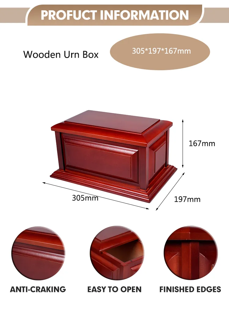 Factory Wholesale Birch Funeral Supplies Cremation Ashes Wooden Cinerary Casket Wooden Urns for Human Ashes